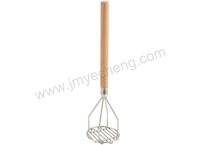 Steel Potato Masher Wooden Handle-Round